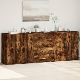 Sideboards 3 units smoked oak plywood by vidaXL, Sideboards - Ref: Foro24-3276613, Price: 259,44 €, Discount: %