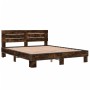 Engineered wood bed frame metal smoked oak 160x200cm by vidaXL, Beds and slatted bases - Ref: Foro24-3280139, Price: 156,36 €...