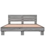 Estructura cama madera ingeniería metal gris Sonoma 150x200 cm de vidaXL, Camas y somieres - Ref: Foro24-3280145, Precio: 157...