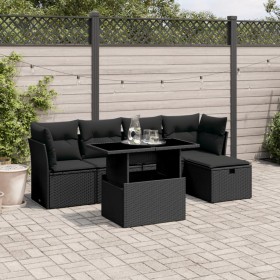 6-teilige Gartensofagarnitur und schwarze synthetische Rattankissen von vidaXL, Gartensets - Ref: Foro24-3274635, Preis: 407,...