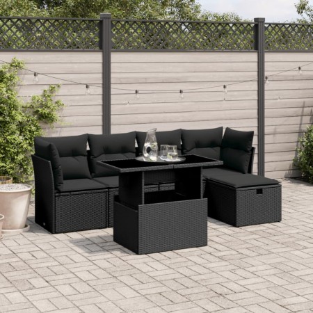 6-piece garden sofa set and black synthetic rattan cushions by vidaXL, Garden sets - Ref: Foro24-3274635, Price: 393,53 €, Di...