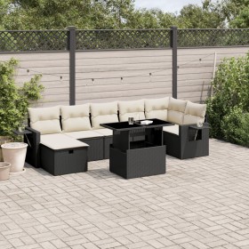 8-teiliges Gartensofa-Set und schwarze synthetische Rattankissen von vidaXL, Gartensets - Ref: Foro24-3274986, Preis: 603,09 ...