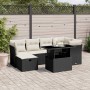 Set de sofás de jardín 7 pzas con cojines ratán sintético negro de vidaXL, Conjuntos de jardín - Ref: Foro24-3274656, Precio:...