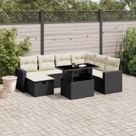 8-teiliges Gartensofa-Set und schwarze synthetische Rattankissen von vidaXL, Gartensets - Ref: Foro24-3274836, Preis: 582,54 ...