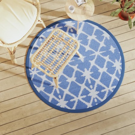 Blue and white PP outdoor rug Ø120 cm by vidaXL, Outdoor protectors - Ref: Foro24-368490, Price: 17,79 €, Discount: %