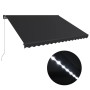 Toldo retráctil manual con LED gris antracita 450x300 cm de vidaXL, Toldos - Ref: Foro24-3051246, Precio: 398,83 €, Descuento: %