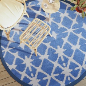 Alfombra de exterior PP azul y blanco Ø200 cm de vidaXL, Protectores para exterior - Ref: Foro24-368492, Precio: 28,99 €, Des...