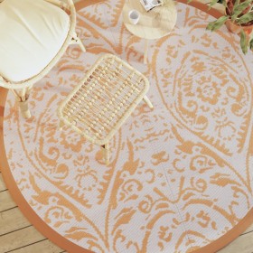 Orange and white PP outdoor rug Ø200 cm by vidaXL, Outdoor protectors - Ref: Foro24-368508, Price: 39,08 €, Discount: %