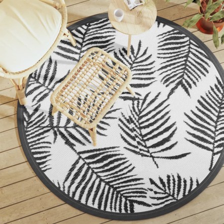 Black and white PP outdoor rug Ø160 cm by vidaXL, Outdoor protectors - Ref: Foro24-368471, Price: 28,96 €, Discount: %