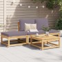 4-teiliges Gartenmöbel-Set mit Kissen aus massivem Akazienholz von vidaXL, Modulare Sofas für den Außenbereich - Ref: Foro24-...