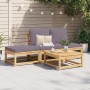 4-teiliges Gartenmöbel-Set mit Kissen aus massivem Akazienholz von vidaXL, Modulare Sofas für den Außenbereich - Ref: Foro24-...