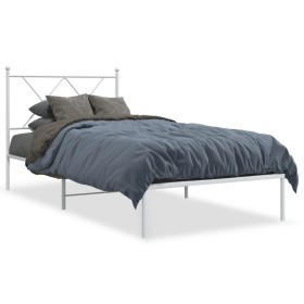 Metal bed frame with white headboard 90x200 cm by vidaXL, Beds and slatted bases - Ref: Foro24-376544, Price: 71,16 €, Discou...