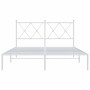 Estructura de cama de metal con cabecero blanca 135x190 cm de vidaXL, Camas y somieres - Ref: Foro24-376550, Precio: 107,18 €...