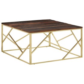 Stainless steel coffee table solid wood naughty gold by vidaXL, Coffee table - Ref: Foro24-349958, Price: 223,83 €, Discount: %