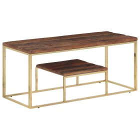 Stainless steel coffee table solid wood naughty gold by vidaXL, Coffee table - Ref: Foro24-350022, Price: 177,54 €, Discount: %