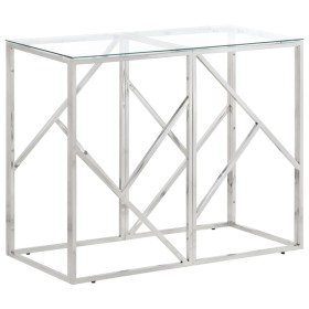 Console table silver stainless steel and tempered glass by vidaXL, Side tables - Ref: Foro24-349985, Price: 107,29 €, Discoun...