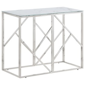 Mesa consola acero inoxidable plateado y vidrio templado de vidaXL, Mesas auxiliares - Ref: Foro24-349987, Precio: 138,99 €, ...