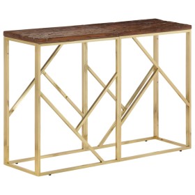 Console table stainless steel solid wood naughty gold by vidaXL, Side tables - Ref: Foro24-349998, Price: 167,11 €, Discount: %