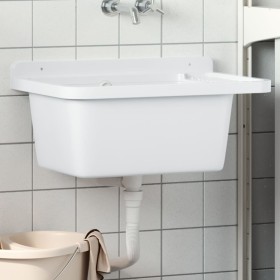 White resin wall-mounted utility sink 60x40x28 cm by vidaXL, Sinks - Ref: Foro24-4002795, Price: 72,99 €, Discount: %