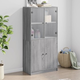 Aparador alto con puertas madera gris Sonoma 68x37x142 cm de vidaXL, Aparadores - Ref: Foro24-3295869, Precio: 136,99 €, Desc...