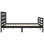 Double bed frame with black solid wood headboard by vidaXL, Beds and slatted bases - Ref: Foro24-3193995, Price: 162,26 €, Di...