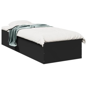 Black engineered wood bed frame 75x190 cm by vidaXL, Beds and slatted bases - Ref: Foro24-841987, Price: 76,51 €, Discount: %