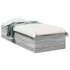 Sonoma gray engineered wood bed frame 75x190 cm by vidaXL, Beds and slatted bases - Ref: Foro24-841991, Price: 76,99 €, Disco...