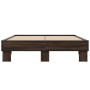 Estructura cama madera ingeniería metal marrón roble 120x190 cm de vidaXL, Camas y somieres - Ref: Foro24-845891, Precio: 105...