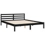 Double bed frame with black solid wood headboard by vidaXL, Beds and slatted bases - Ref: Foro24-3193995, Price: 162,26 €, Di...