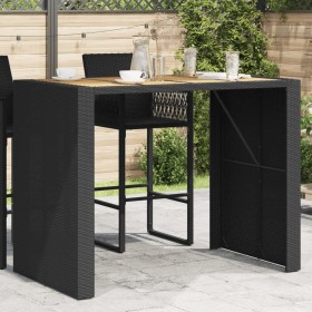 Garden table black PE rattan wooden surface 145x80x110cm by vidaXL, Garden tables - Ref: Foro24-368698, Price: 240,99 €, Disc...