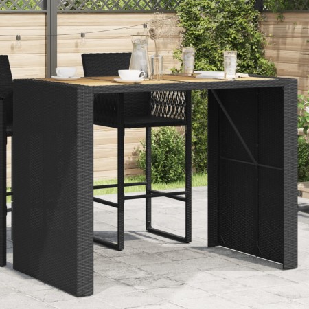 Garden table black PE rattan wooden surface 145x80x110cm by vidaXL, Garden tables - Ref: Foro24-368698, Price: 240,77 €, Disc...