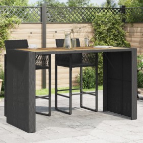 Mesa de jardín superficie de madera ratán PE negro 185x80x110cm de vidaXL, Mesas de jardín - Ref: Foro24-368700, Precio: 277,...