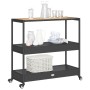 Bar cart 3 levels PE rattan and solid black acacia wood by vidaXL, Kitchen and dining carts - Ref: Foro24-368723, Price: 157,...