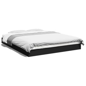 Black engineered wood bed frame 150x200 cm by vidaXL, Beds and slatted bases - Ref: Foro24-842015, Price: 95,31 €, Discount: %