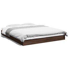 Oak brown engineered wood bed frame 150x200 cm by vidaXL, Beds and slatted bases - Ref: Foro24-842020, Price: 95,31 €, Discou...