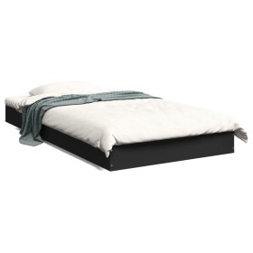 Black engineered wood bed frame 100x200 cm by vidaXL, Beds and slatted bases - Ref: Foro24-842057, Price: 69,61 €, Discount: %