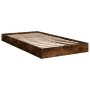 Estructura de cama madera de ingeniería roble humo 100x200 cm de vidaXL, Camas y somieres - Ref: Foro24-842060, Precio: 67,52...