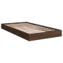 Estructura de cama madera de ingeniería marrón roble 100x200 cm de vidaXL, Camas y somieres - Ref: Foro24-842062, Precio: 69,...