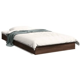 Estructura de cama madera de ingeniería marrón roble 90x190 cm de vidaXL, Camas y somieres - Ref: Foro24-842076, Precio: 66,9...