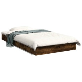 Smoked oak engineered wood bed frame 90x190 cm by vidaXL, Beds and slatted bases - Ref: Foro24-842074, Price: 65,99 €, Discou...