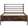 Estructura cama madera ingeniería metal roble humo 100x200 cm de vidaXL, Camas y somieres - Ref: Foro24-845589, Precio: 101,9...