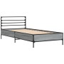 Estructura cama madera ingeniería metal gris Sonoma 75x190 cm de vidaXL, Camas y somieres - Ref: Foro24-845625, Precio: 95,99...