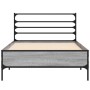 Estructura cama madera ingeniería metal gris Sonoma 75x190 cm de vidaXL, Camas y somieres - Ref: Foro24-845625, Precio: 95,99...