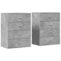 Aparadores 2 uds madera de ingeniería gris hormigón 60x39x80 cm de vidaXL, Aparadores - Ref: Foro24-3276626, Precio: 186,99 €...