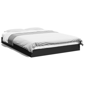 Black engineered wood bed frame 135x190 cm by vidaXL, Beds and slatted bases - Ref: Foro24-842043, Price: 89,49 €, Discount: %