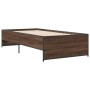 Estructura cama madera ingeniería metal marrón roble 90x190 cm de vidaXL, Camas y somieres - Ref: Foro24-845250, Precio: 88,9...