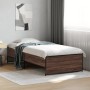 Estructura cama madera ingeniería metal marrón roble 90x190 cm de vidaXL, Camas y somieres - Ref: Foro24-845250, Precio: 88,9...