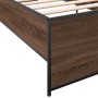 Estructura cama madera ingeniería metal marrón roble 90x190 cm de vidaXL, Camas y somieres - Ref: Foro24-845250, Precio: 88,9...