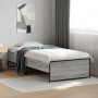 Estructura cama madera ingeniería metal gris Sonoma 90x200 cm de vidaXL, Camas y somieres - Ref: Foro24-845244, Precio: 90,68...