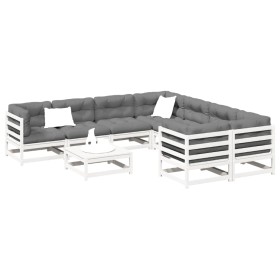 Gartensofa-Set 9-teilig aus massivem weißem Kiefernholz von vidaXL, Gartensets - Ref: Foro24-3299366, Preis: 562,99 €, Rabatt: %